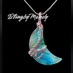 🌖Moon pendant handmade copper wrapped,tarnish proof